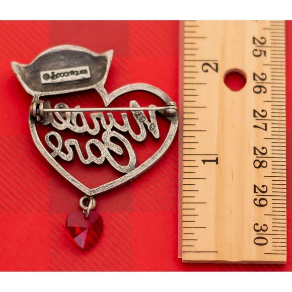 Vintage "Nurses Care" Heart Pewter Brooch by Spoontiques  - O4 - Picture 2 of 2